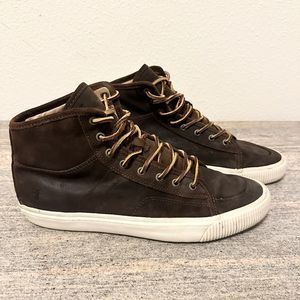 Frye Shoes Mens 10.5 Brown Suede Leather High Top Sneakers Boots Lace Up Ankle